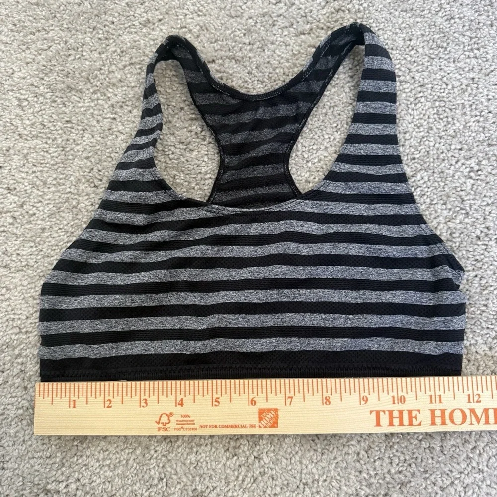 Black and Grey Striped Bally Sports‎ Bra No Cup Inserts Size S